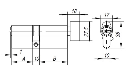 Цилиндровый Ajax (Аякс) механизм (AX202/100) AX2002Knob100 (45+10+45) CP хром с вертушкой